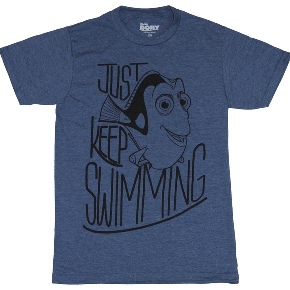 Disney Pixar Finding Dory Nemo Adult Tee Just Keep Swimming Line Drawing Size XS - Picture 1 of 5